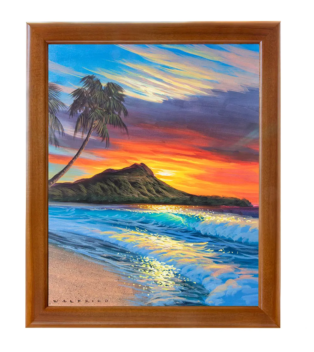 Original Painting Acrylic On Canvas: Magical Morning Diamond Head By Walfrido Garcia 1