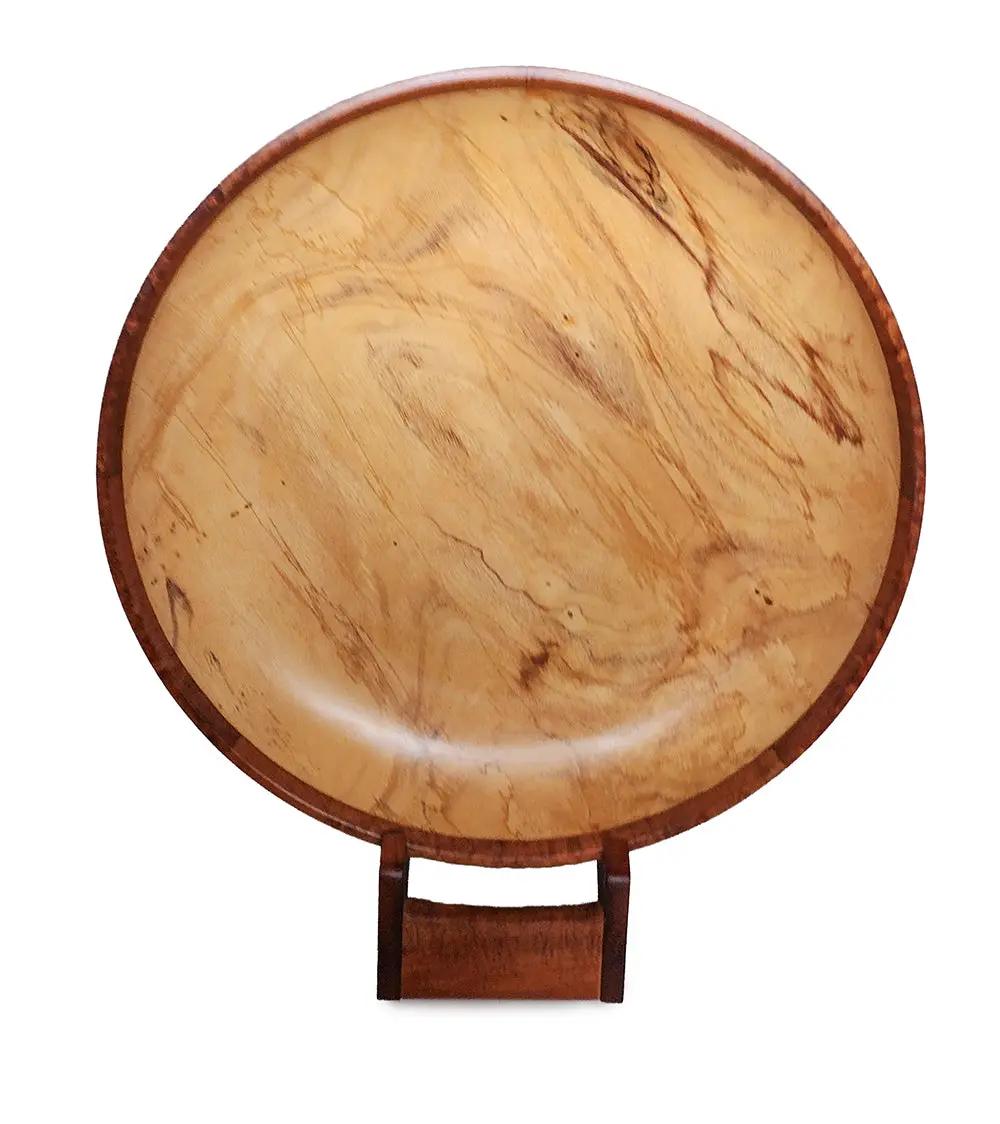 Tamarind Wood With Koa Rimmed Platter And Koa Stand By Wayne Omura - Wayn46575c 1