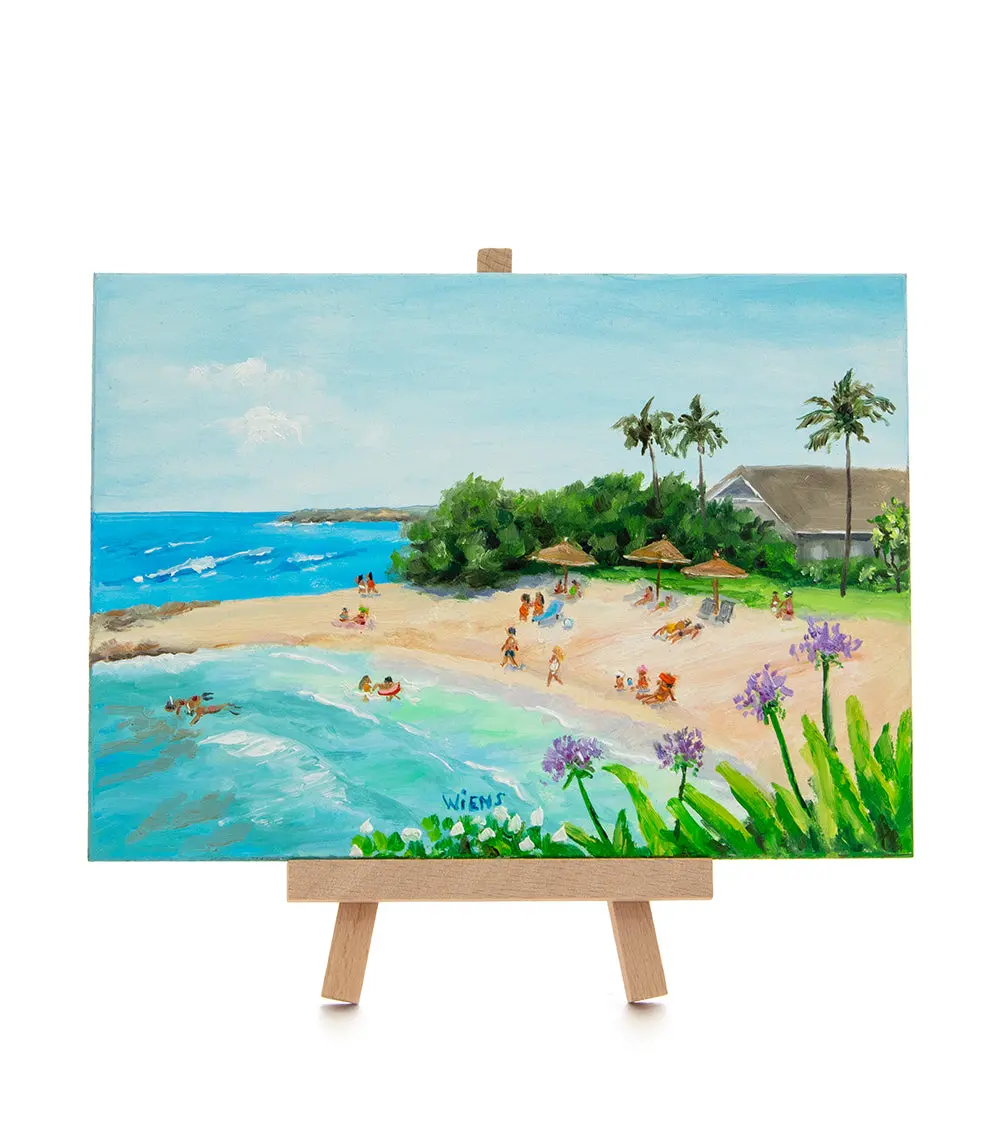 Original Oil Painting "Turtle Bay 661" With Table-Top Easel By Laura Wiens 1