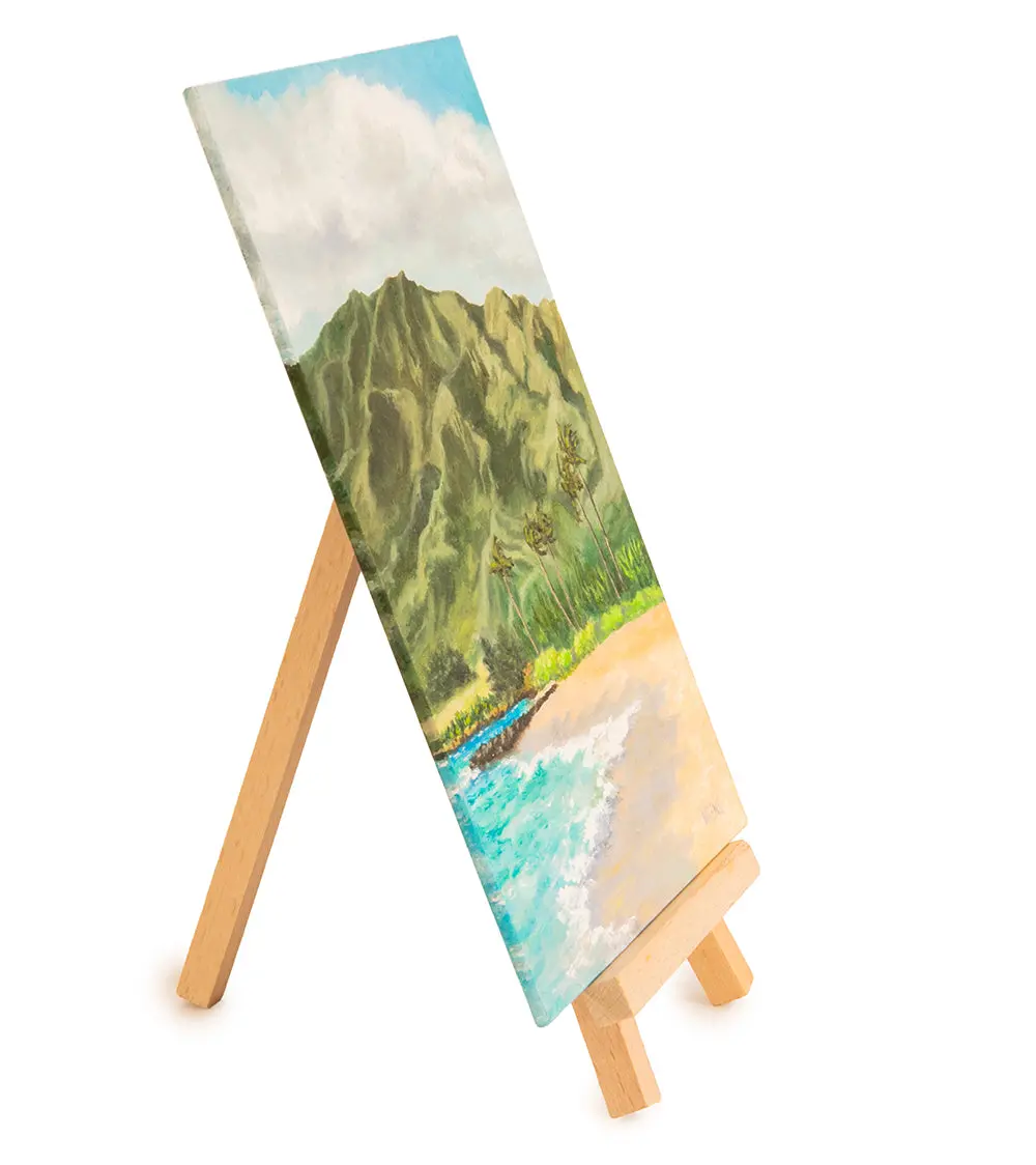 Original Oil Painting "Kaʻanapali Beach 1021" With Table-Top Easel By Laura Wiens 2