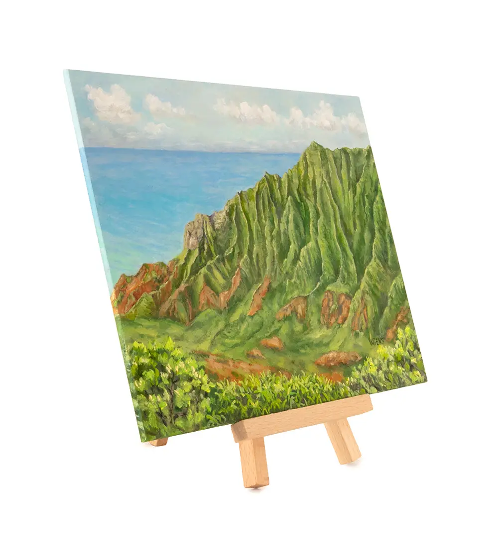 Original Oil Painting "Kuala Valley 1033" With Table-Top Easel By Laura Wiens 2