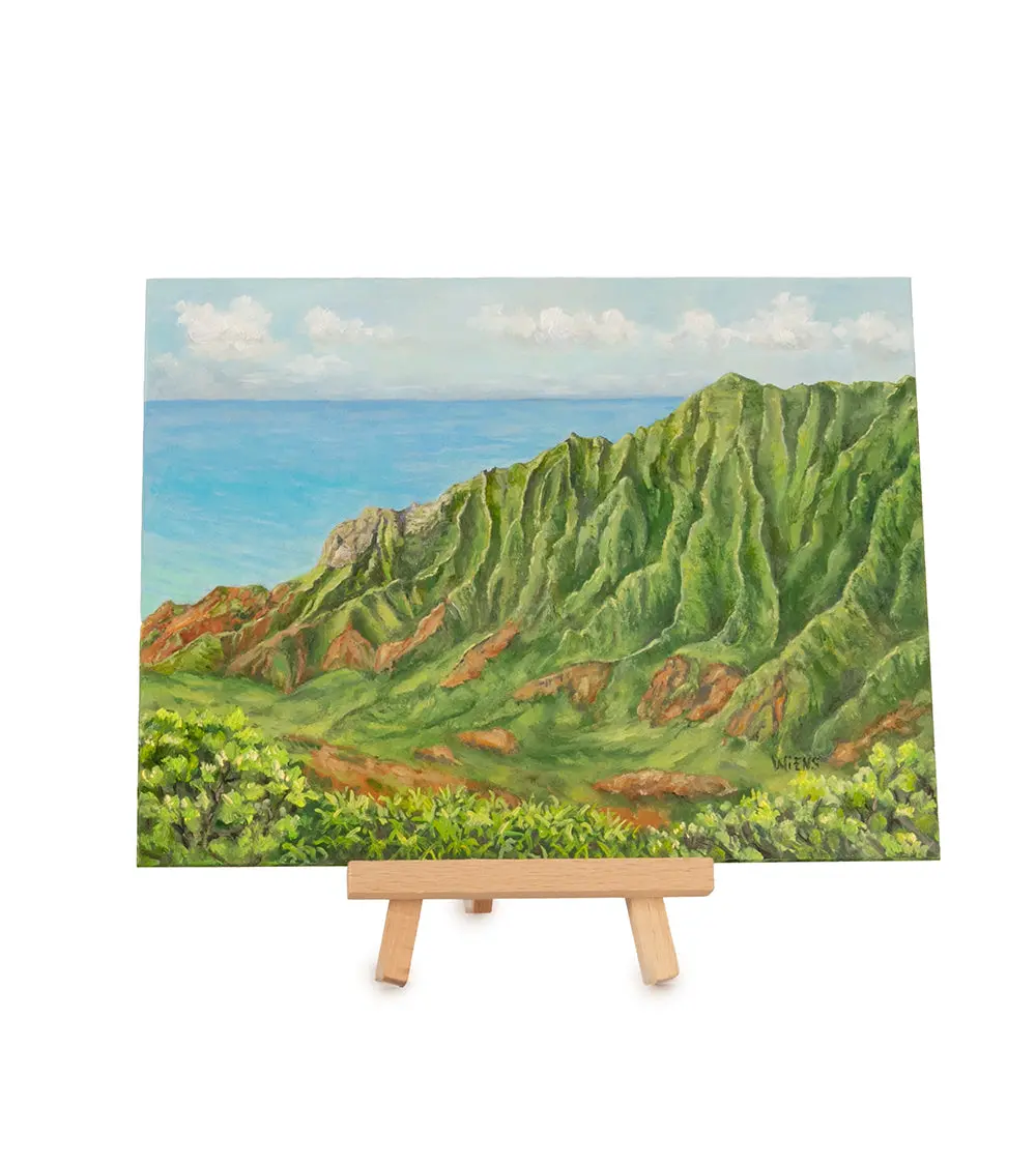 Original Oil Painting "Kuala Valley 1033" With Table-Top Easel By Laura Wiens 1
