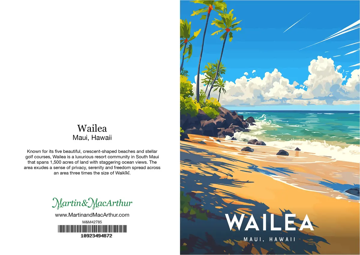 Greeting Card "Wailea, Maui" Hawaii Travel Art 2