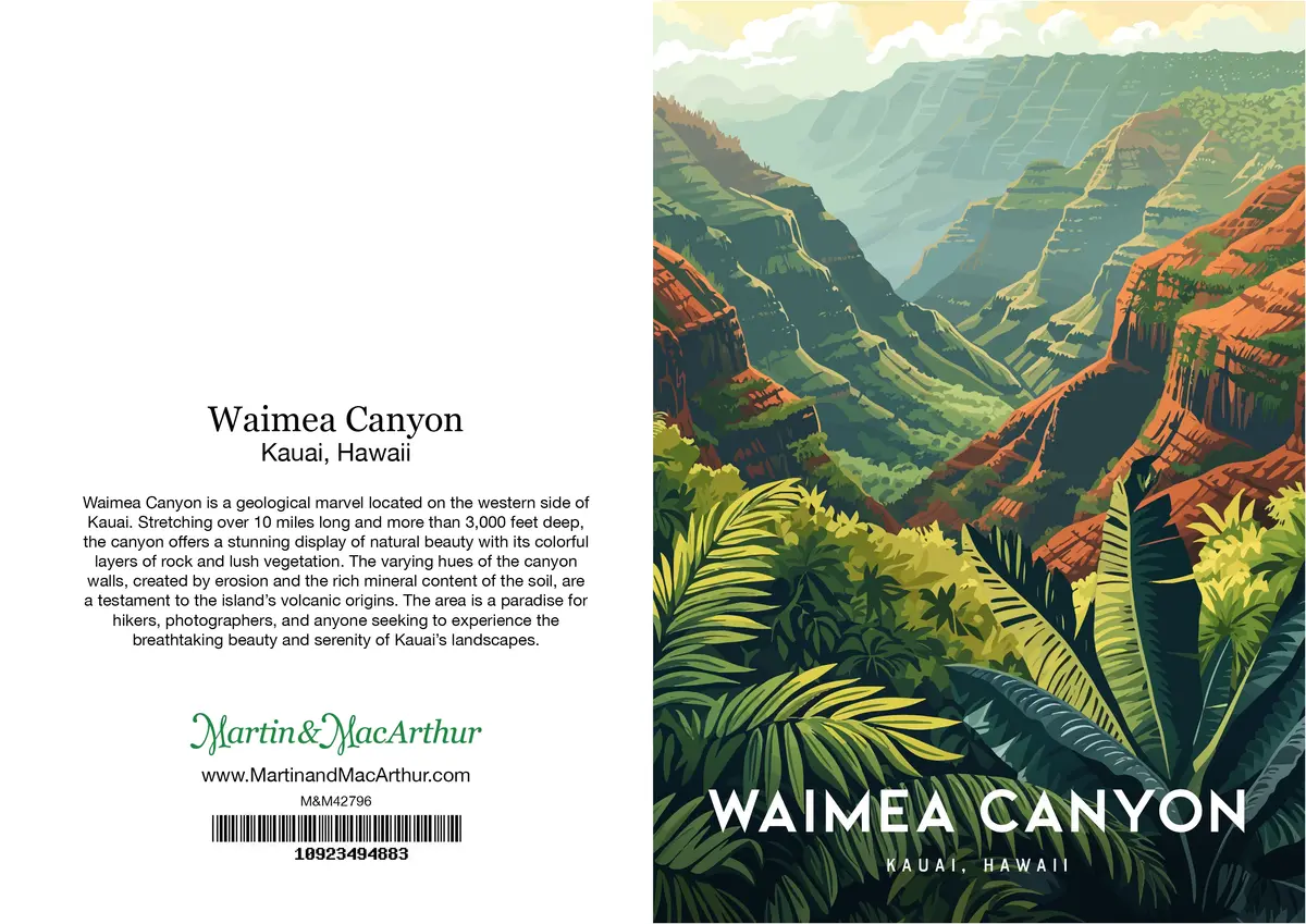 Greeting Card "Waimea Canyon, Kauai" Hawaii Travel Art 2