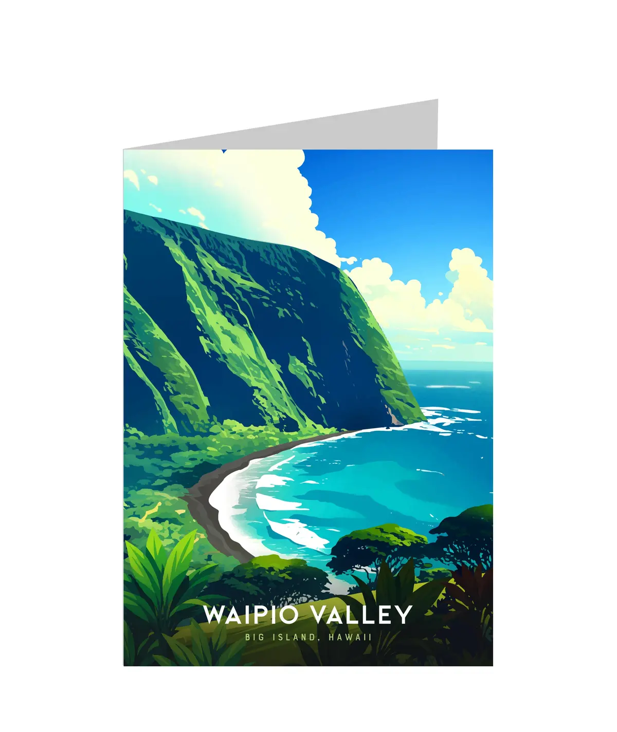 Greeting Card "Waipio Valley, Big Island" Hawaii Travel Art 1