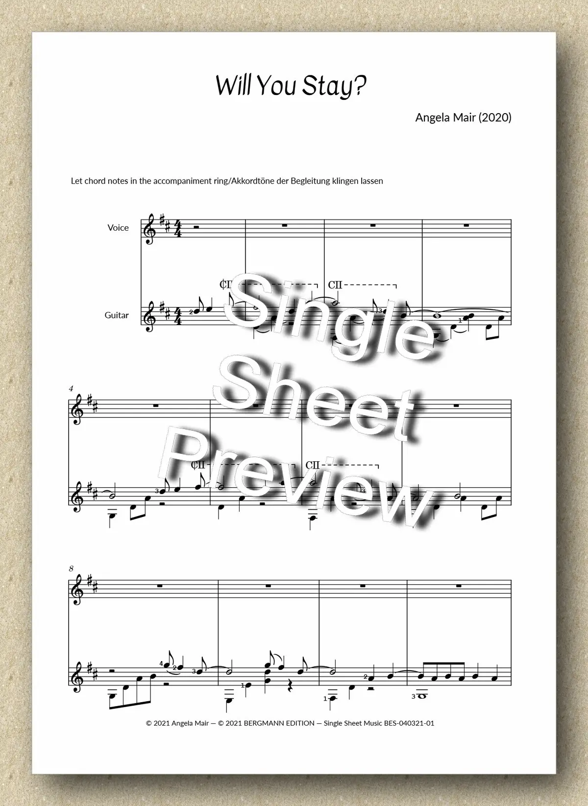Mair, Will You Stay? (Song For Voice And Guitar) 1