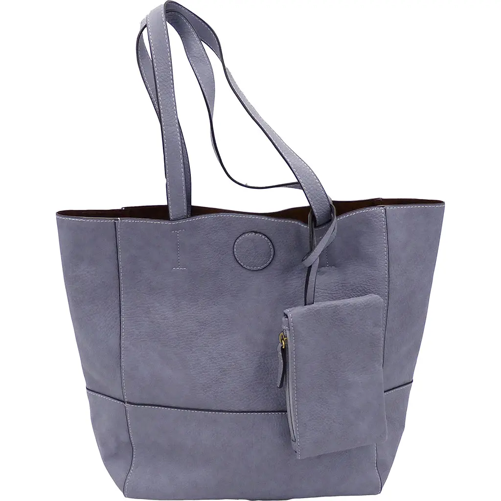 Raw Edge Tote Handbag With Coinpurse - Wisteria 1