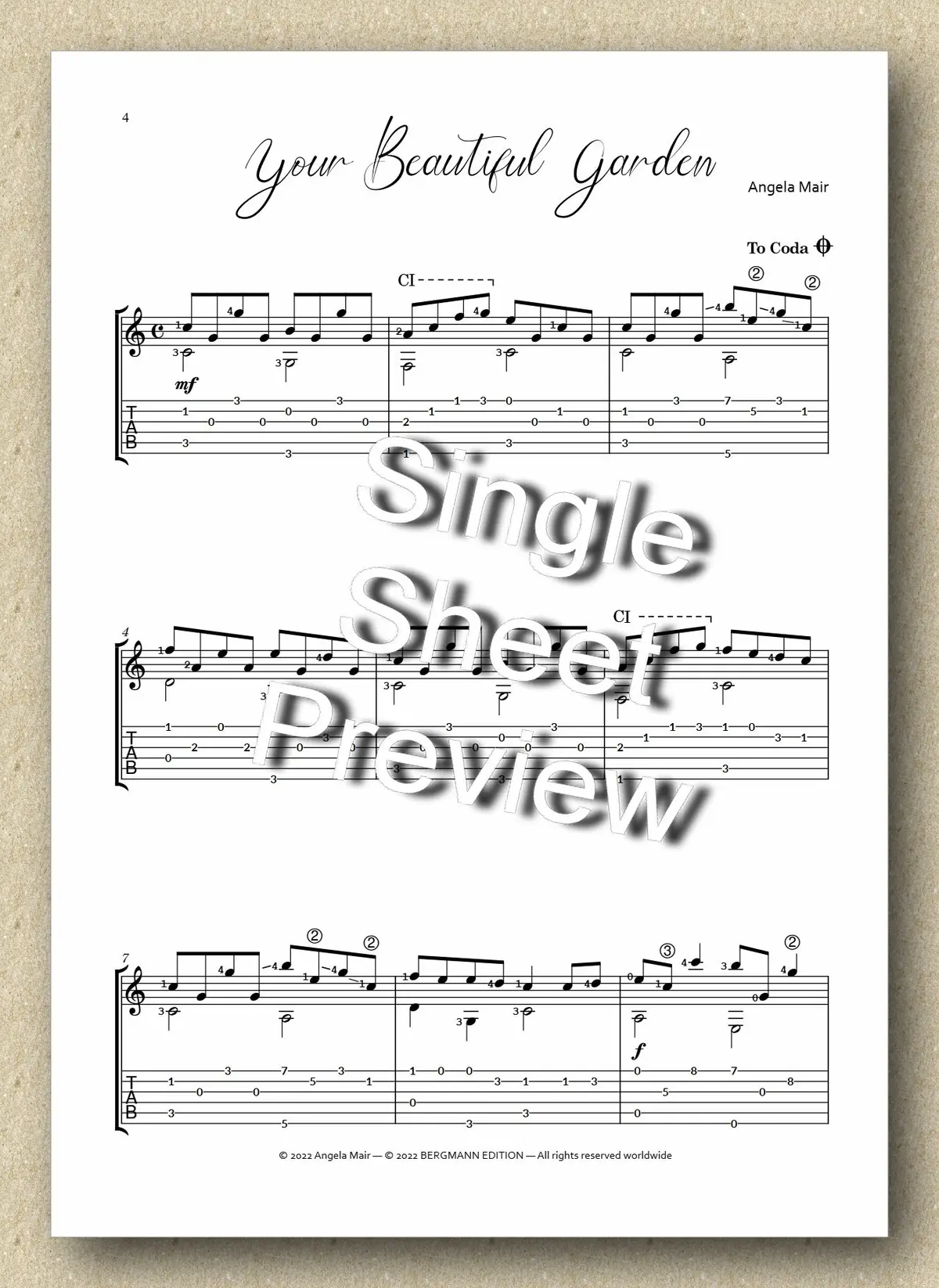 Angela Mair, Your Beautiful Garden (Score And Tab) 1