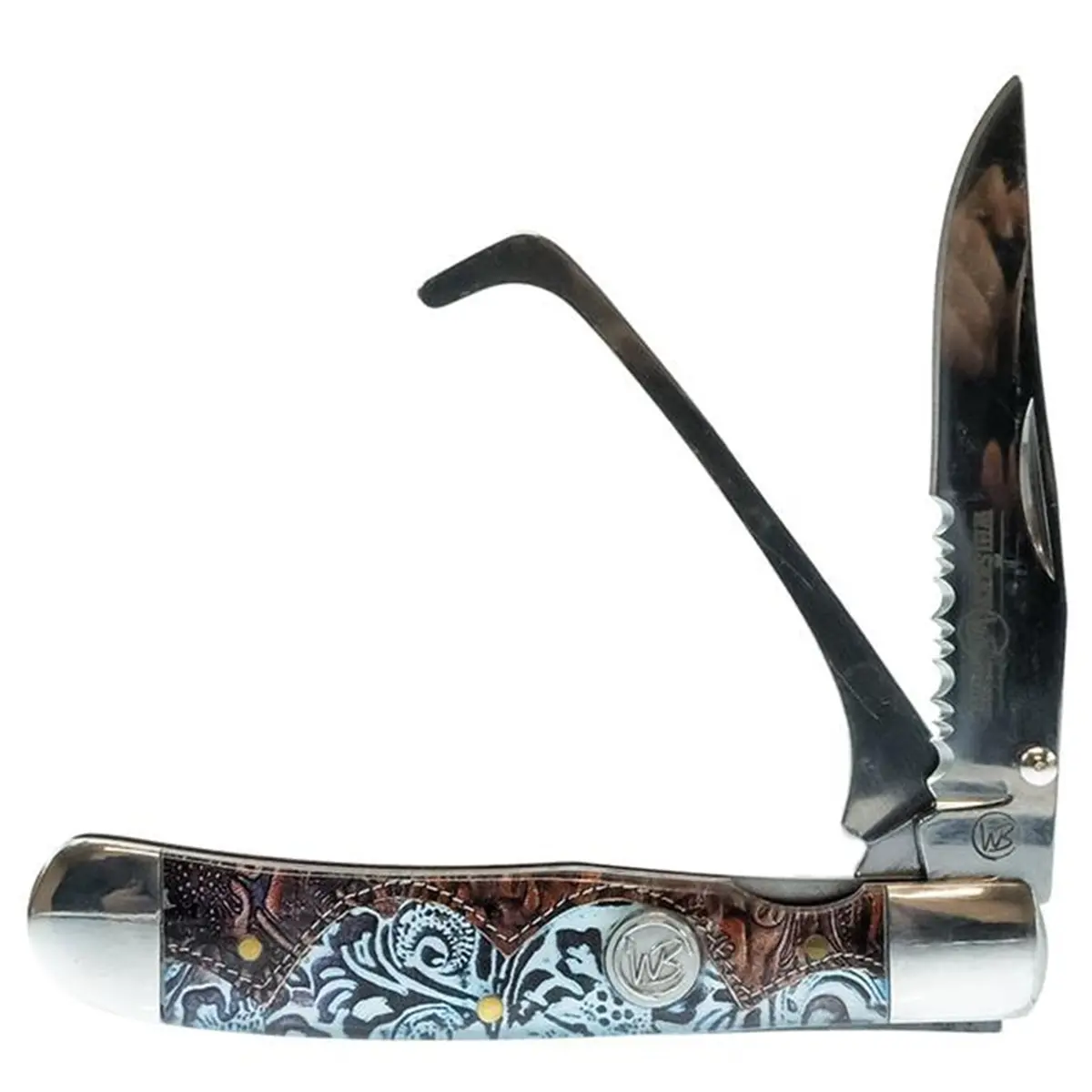 Whiskey Bent Trapper Pocket Knife Tooled Country Hoofpick With Clip 1