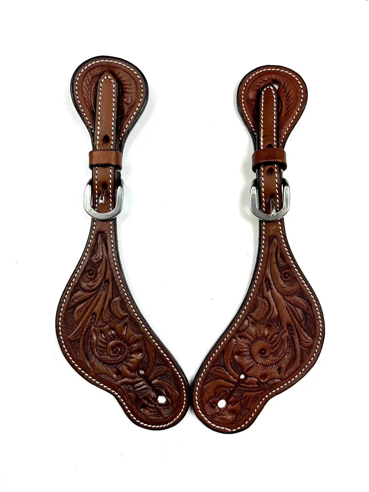 Ezy Ride Spur Strap Shaped With Floral Stamping Chocolate 1