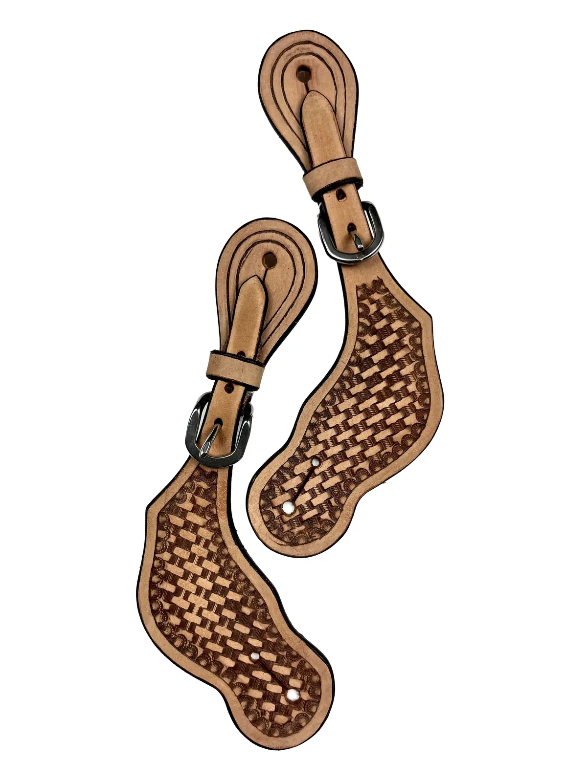 Ezy Ride Spur Strap Shaped With Basket Stamping 2 Tone Natural 1