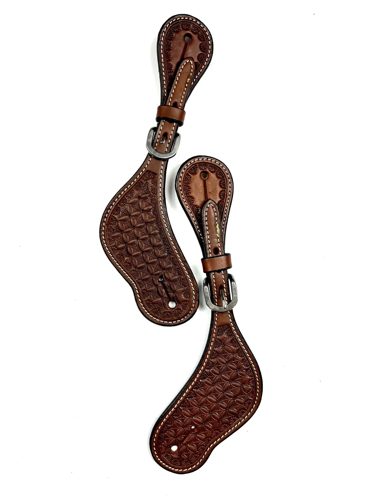 Ezy Ride Spur Strap Shaped With Weave Stamping Chocolate 1
