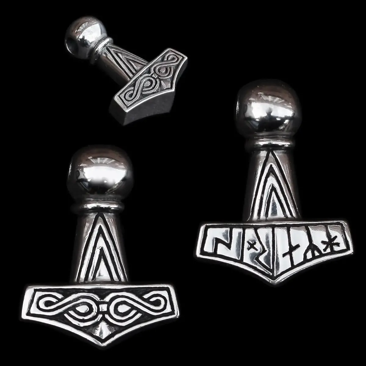 Silver Runic Thors Hammer Pendant Replica 1