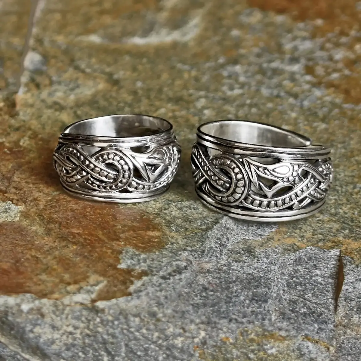 Silver Openwork Ringerike Viking Dragon Ring 1