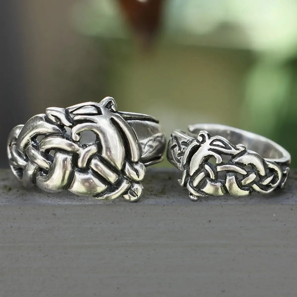 Silver Urnes Viking Dragon Ring 1
