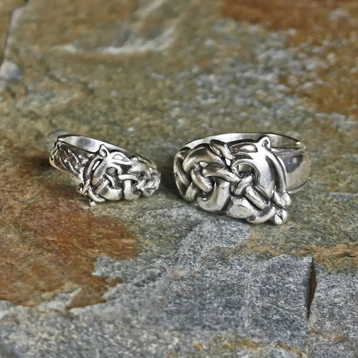 Silver Urnes Viking Dragon Ring 2