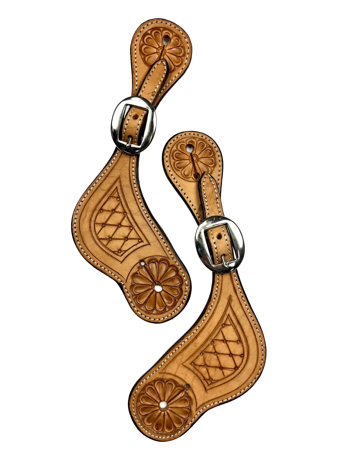 Ezy Ride Spur Strap Shaped With Diamond Stamping And Flower Natural 1