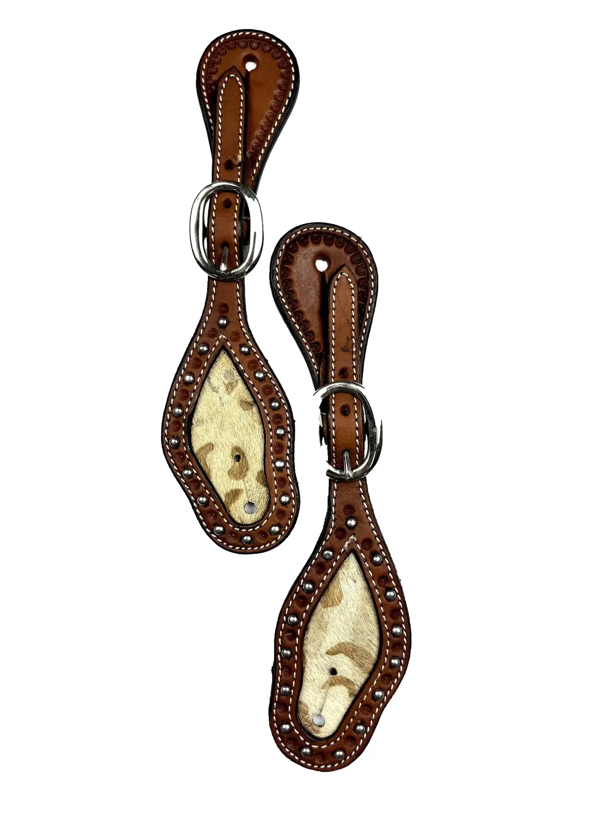 Ezy Ride Spur Strap With Leopard Print Inlay And Dots Chestnut 1