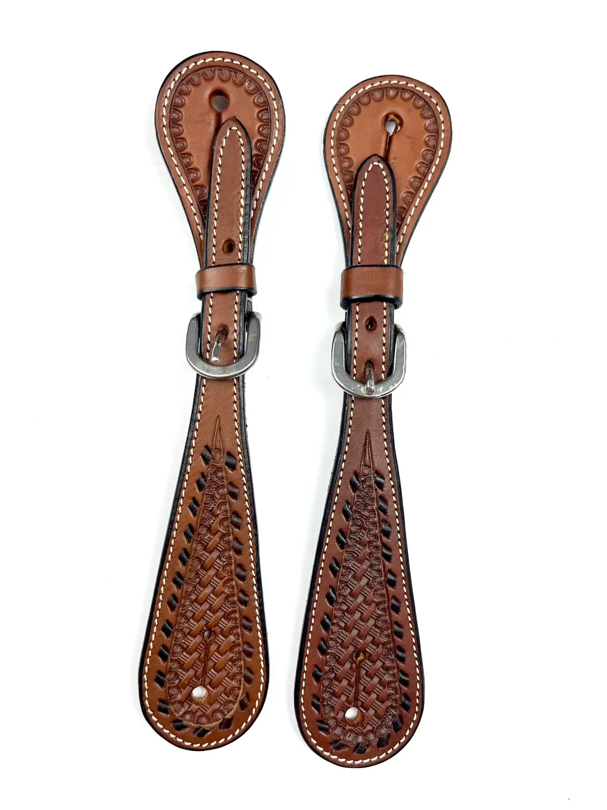 Ezy Ride Spur Strap With Stamping And Laced Border Chocolate 1
