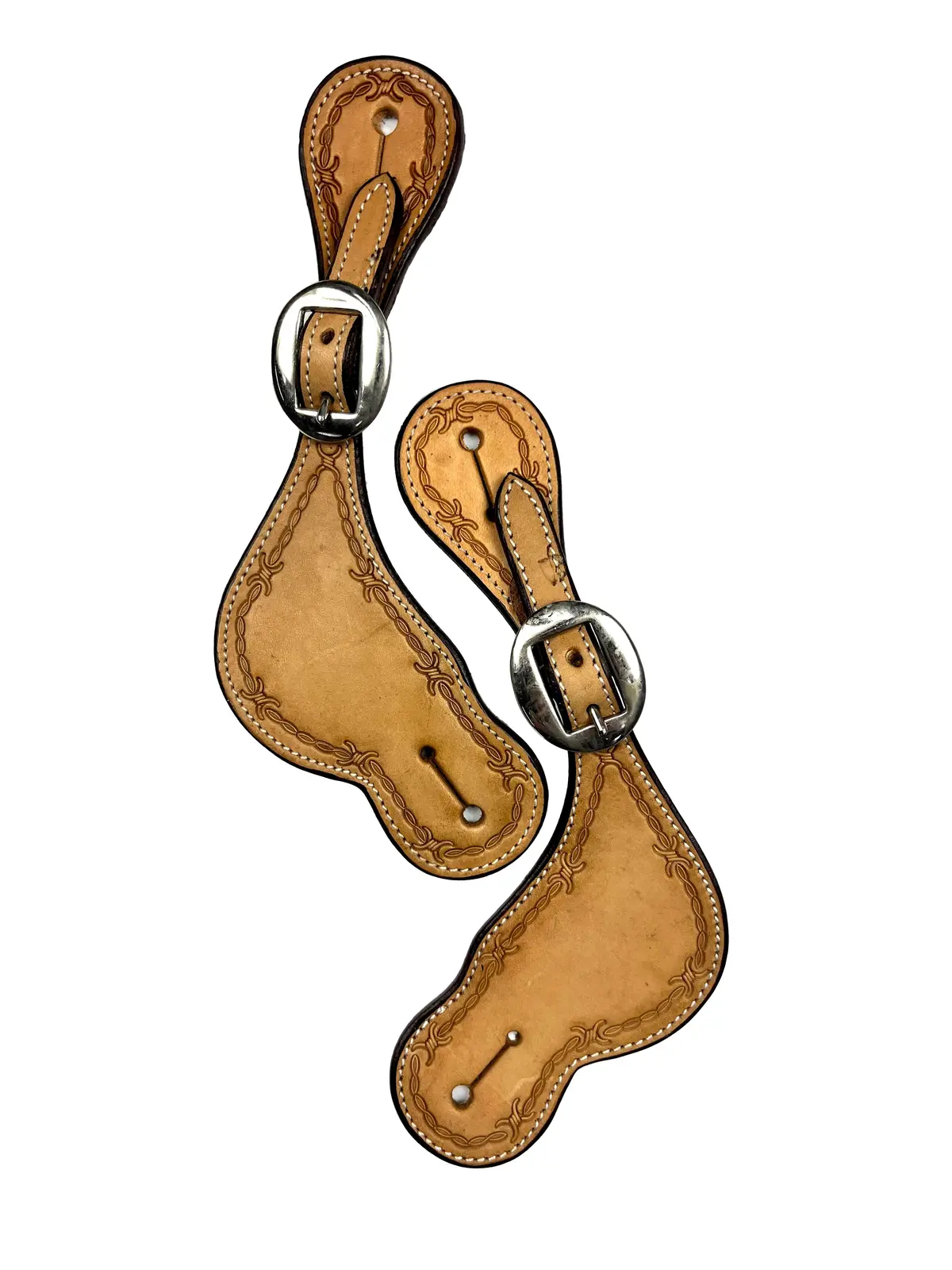 Ezy Ride Spur Strap Shaped With Barbwire Stamping Natural 1