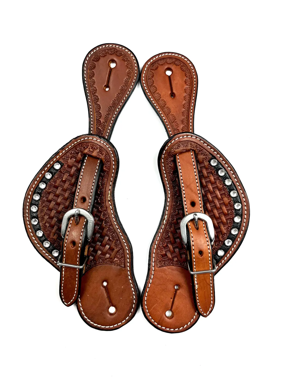 Ezy Ride Spur Strap Cowboy With Stamping And Prisms Chestnut Ladies 1