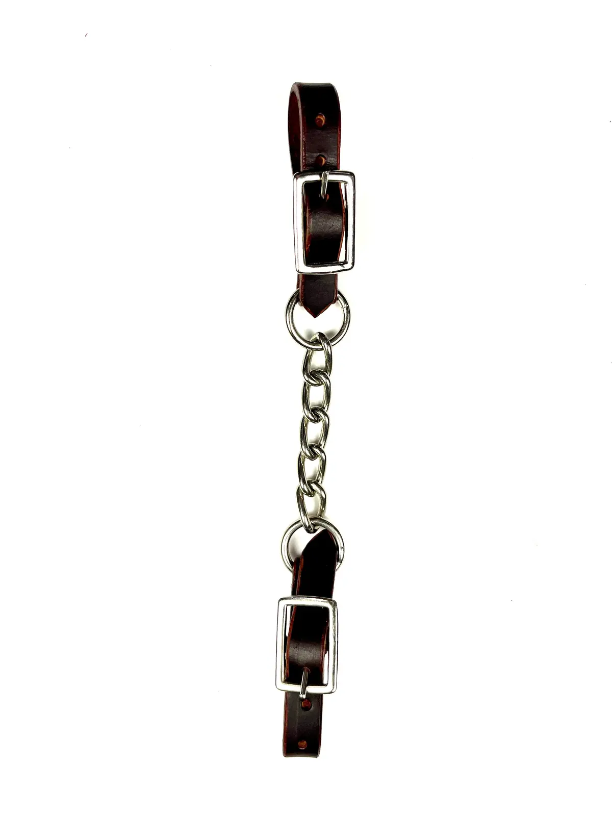 Ezy Ride Curb Strap Single Chain Chocolate Leather Ends 1