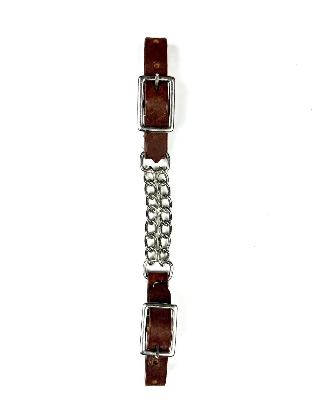 Ezy Ride Curb Strap Double Chain Tan Harness Leather Ends 1