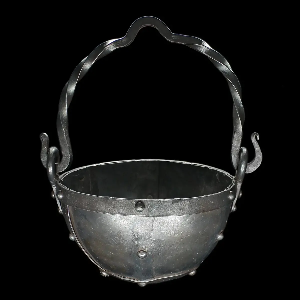 Hand-Forged Riveted Steel Cauldron From Oseberg - Medium 1