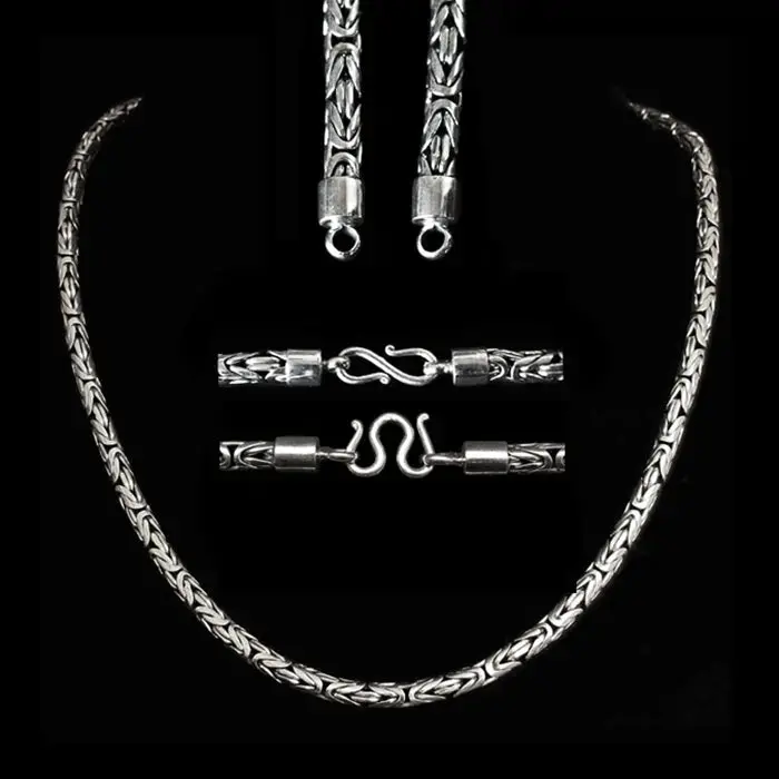 5Mm Silver King Chain Necklace With Loop Heads 1