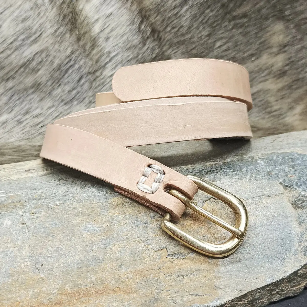 Long Leather Baldric With Brass Buckle 6
