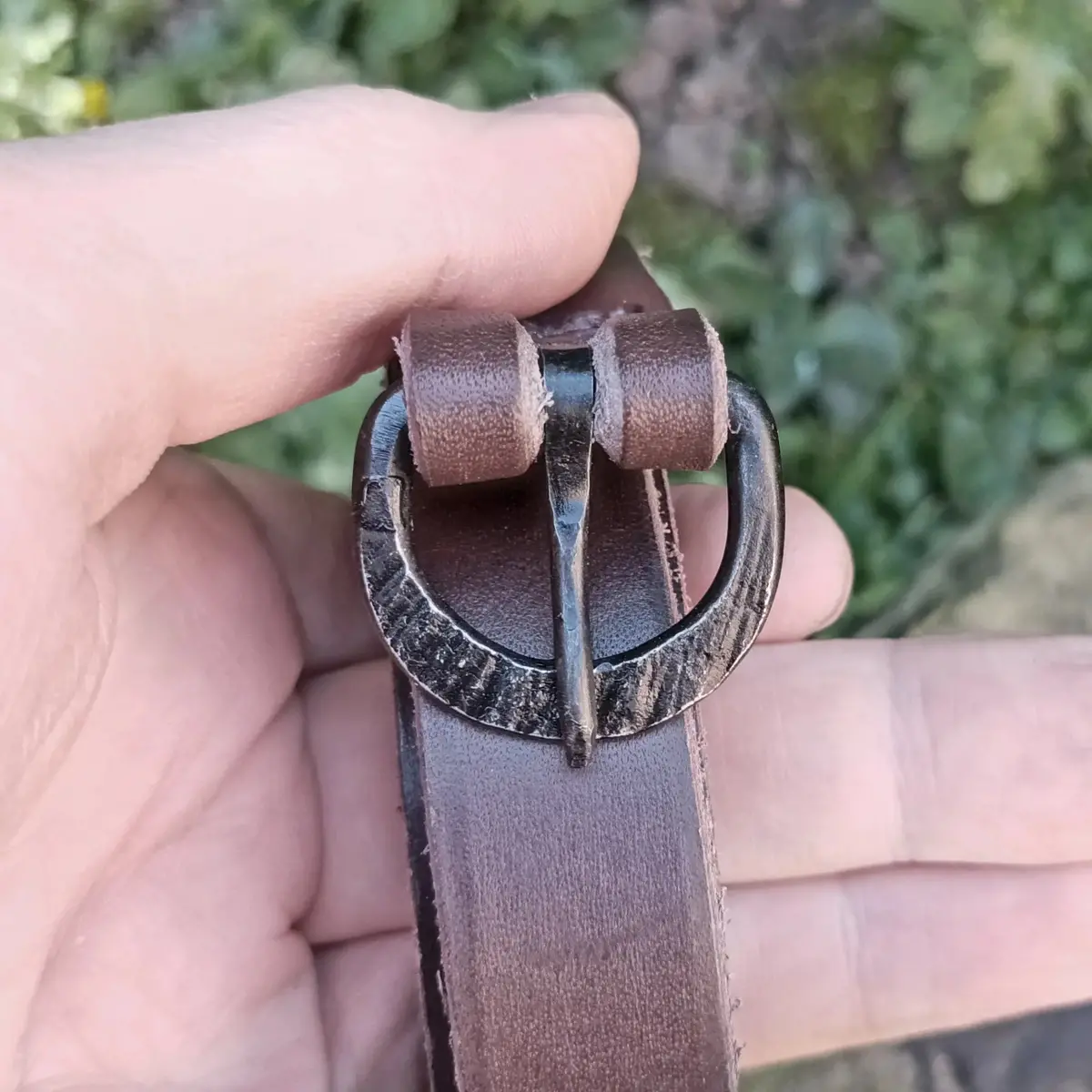 Long Leather Viking / Medieval Belt With Hand-Forged Iron Buckle - 20Mm (0.75 Inch) Width 1