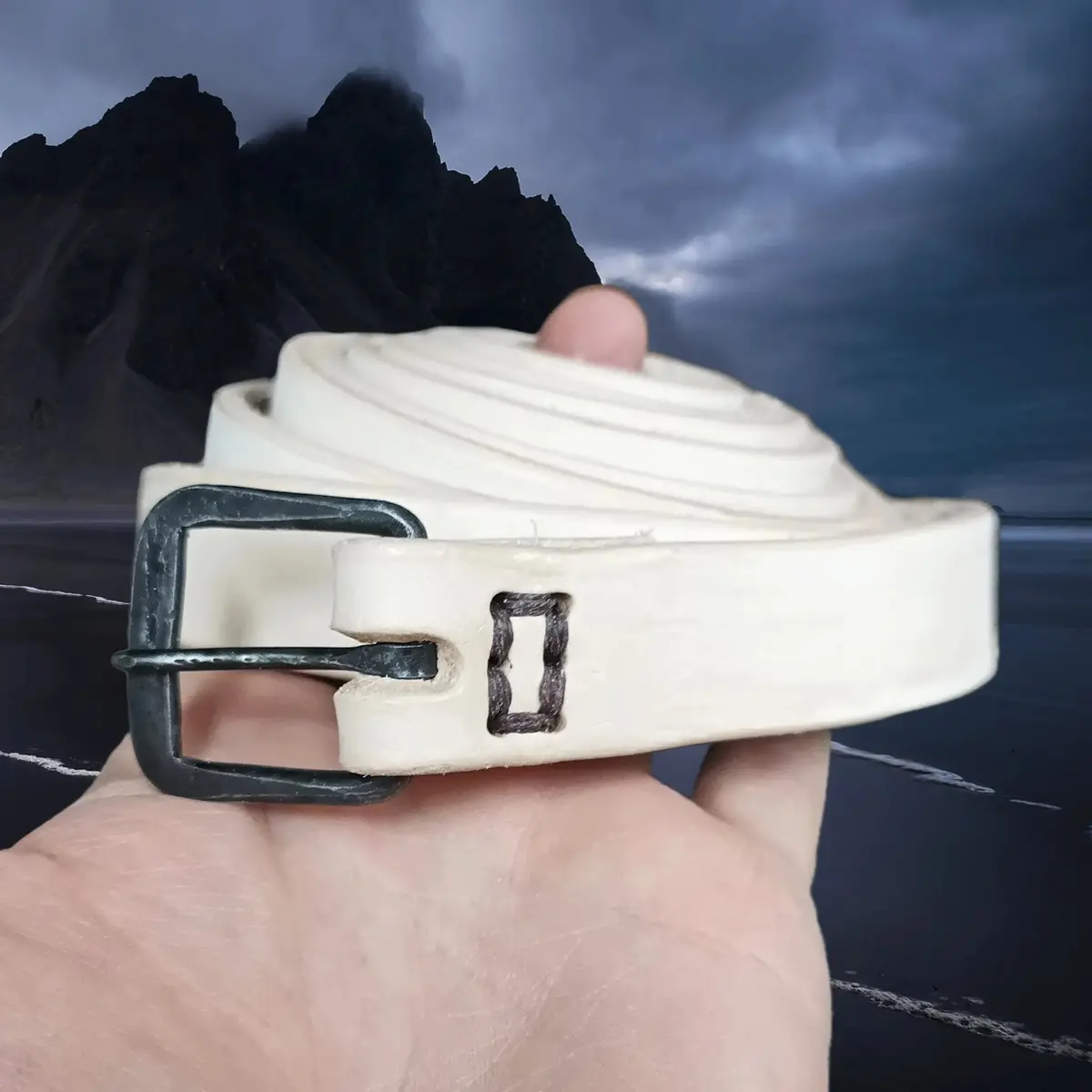 Long Leather Viking / Medieval Belt With Hand-Forged Iron Buckle - 25Mm (1 Inch) Width 3
