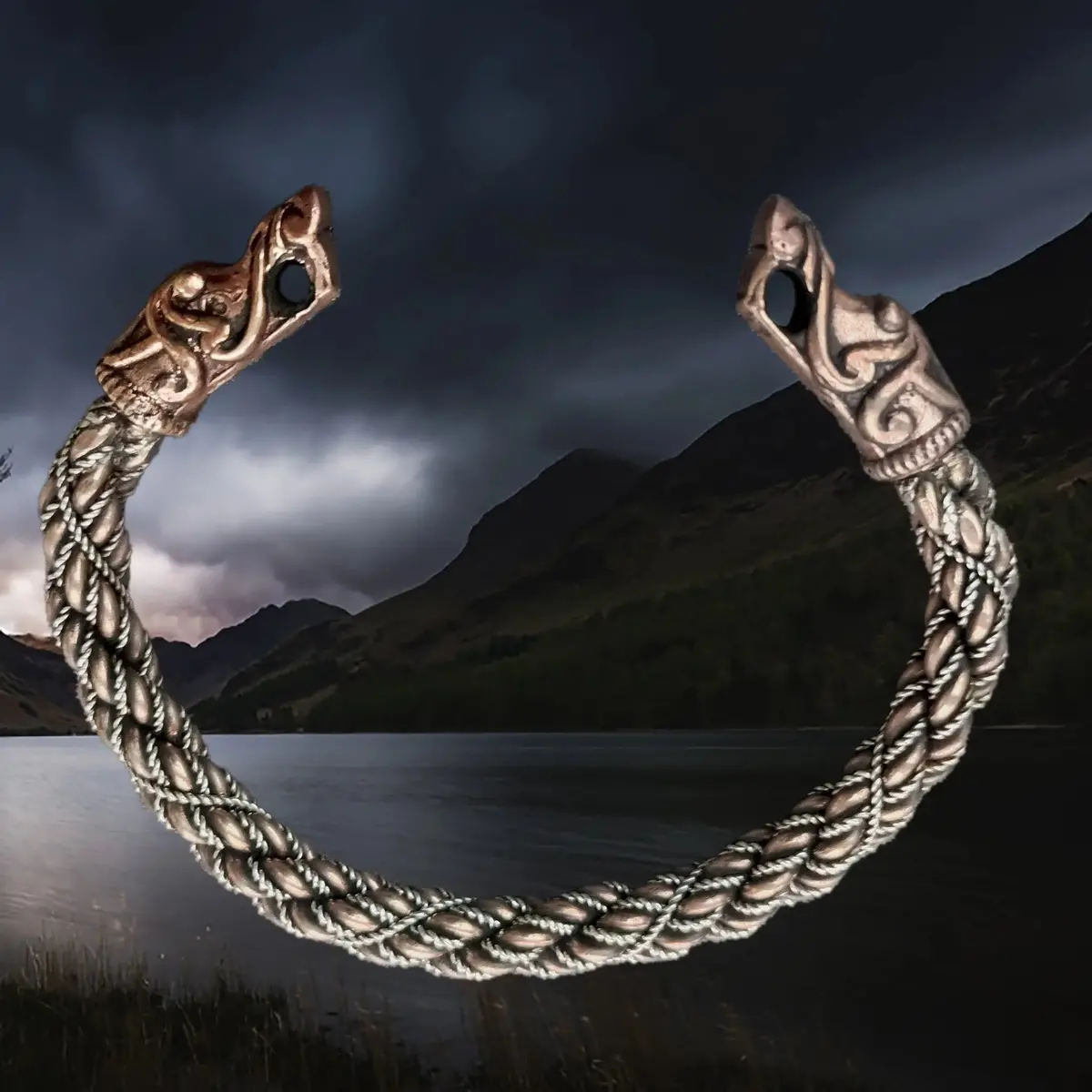 Replica Viking Arm Ring In Bronze & Silver With Gotlandic Dragon Heads 1