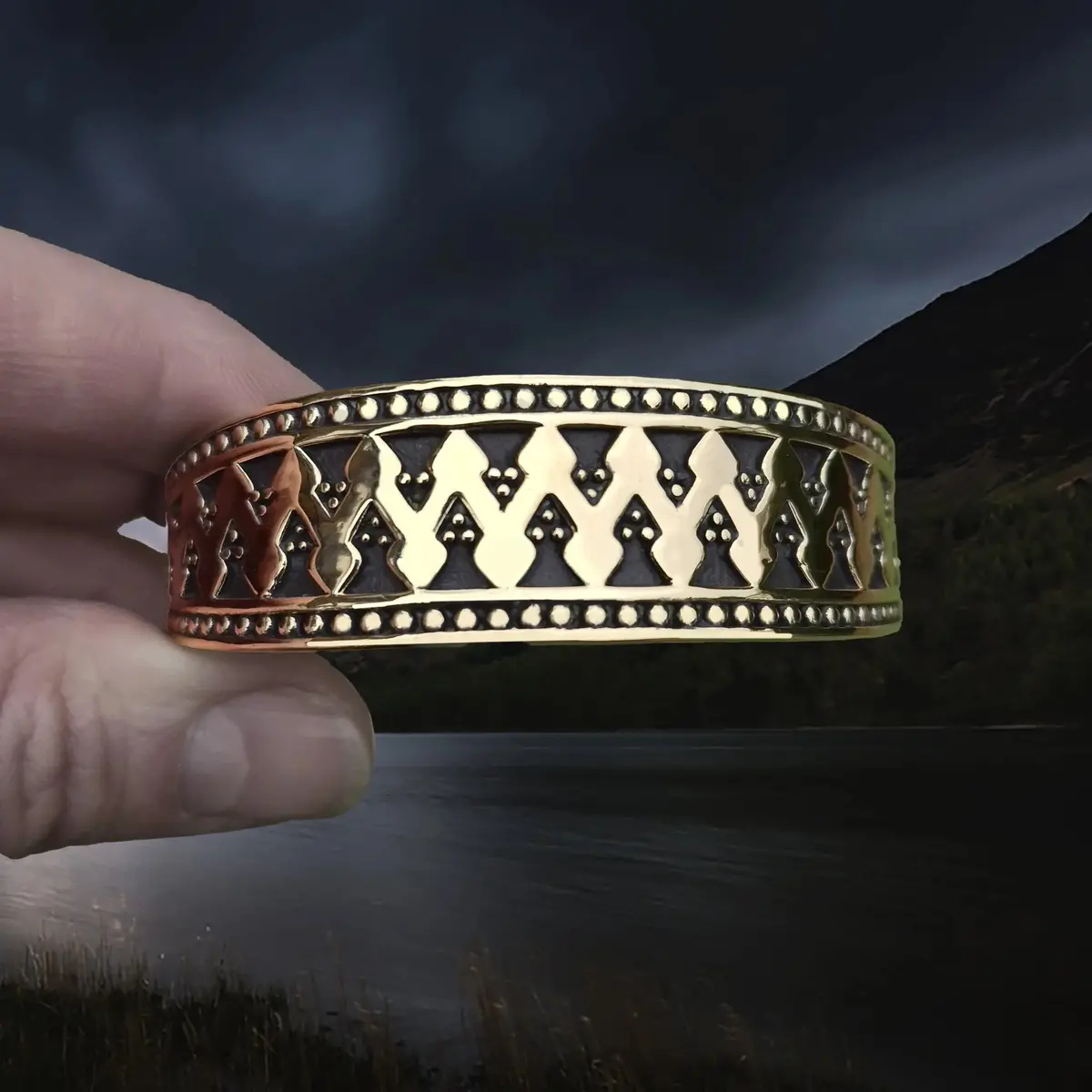 Bronze Hiberno-Norse Viking Bracelet / Arm Ring Replica With 3 Dot Design 1