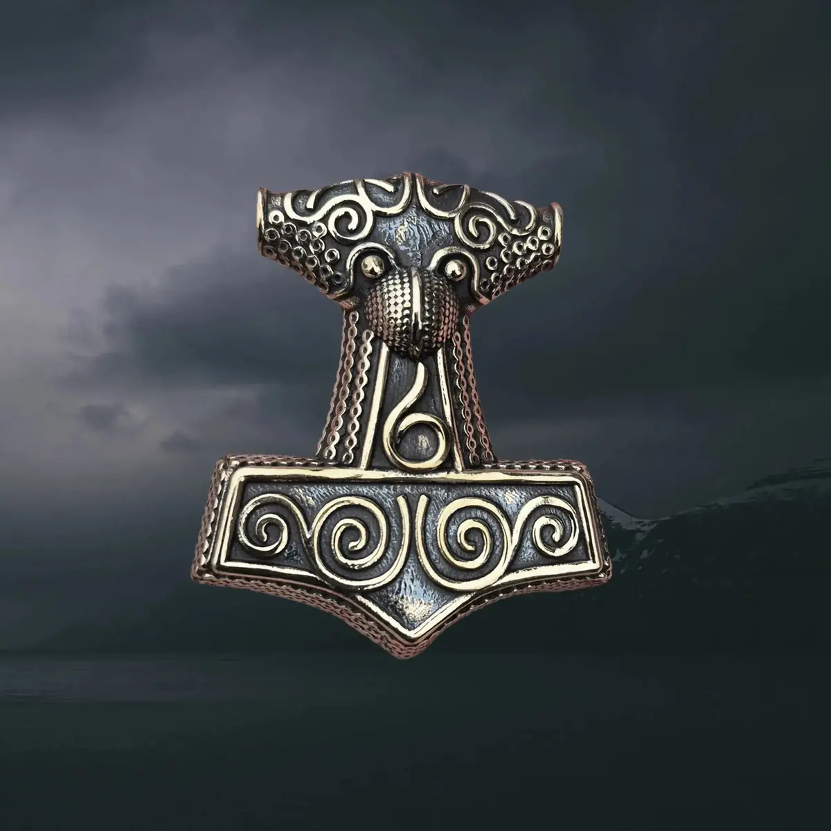Large Bronze Skåne Thors Hammer Pendant 1