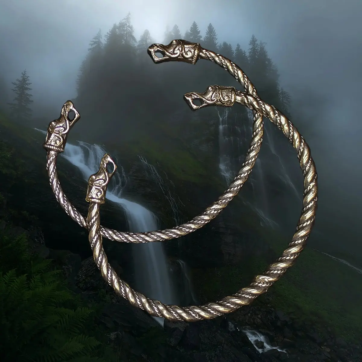 Twisted Bronze Bracelet With Gotlandic Dragon Heads 1