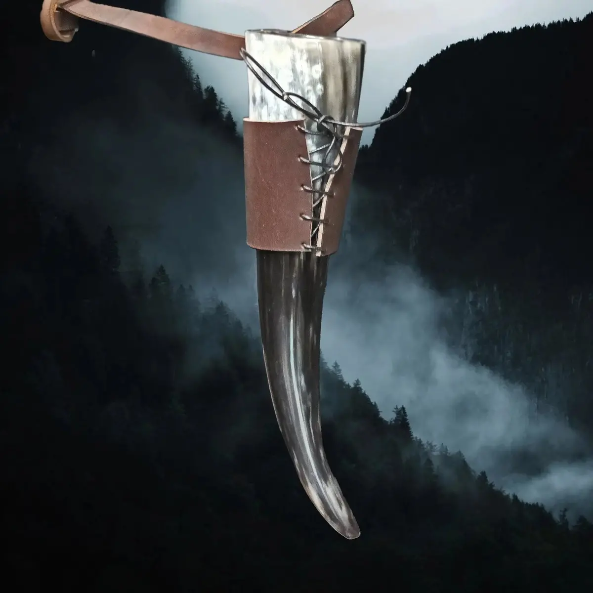 Viking Drinking Horn Leather Belt Hanger 5