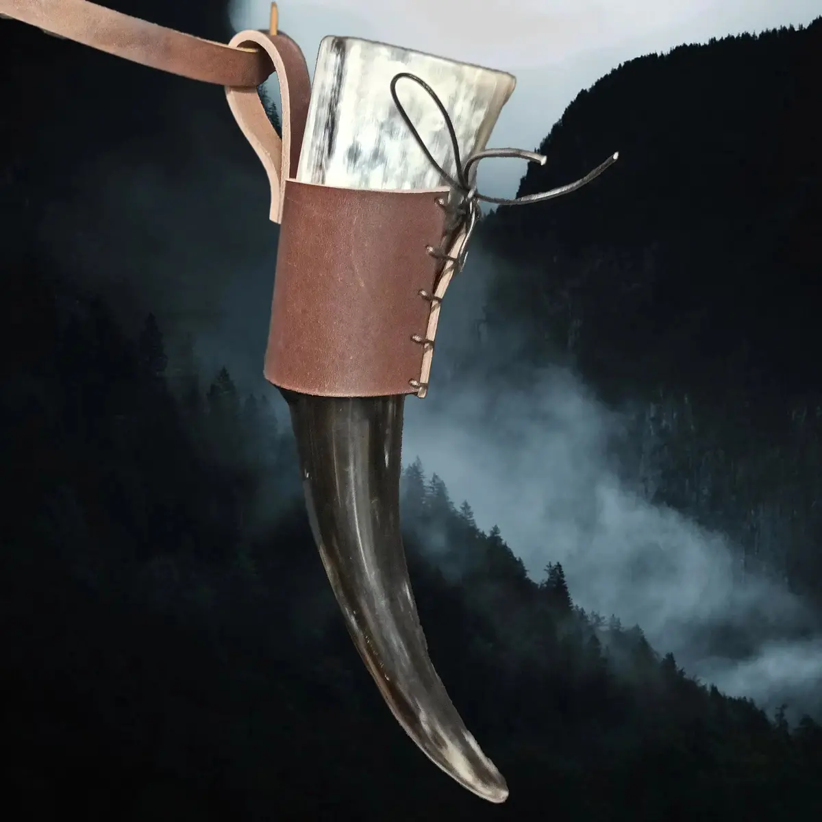 Viking Drinking Horn Leather Belt Hanger 1