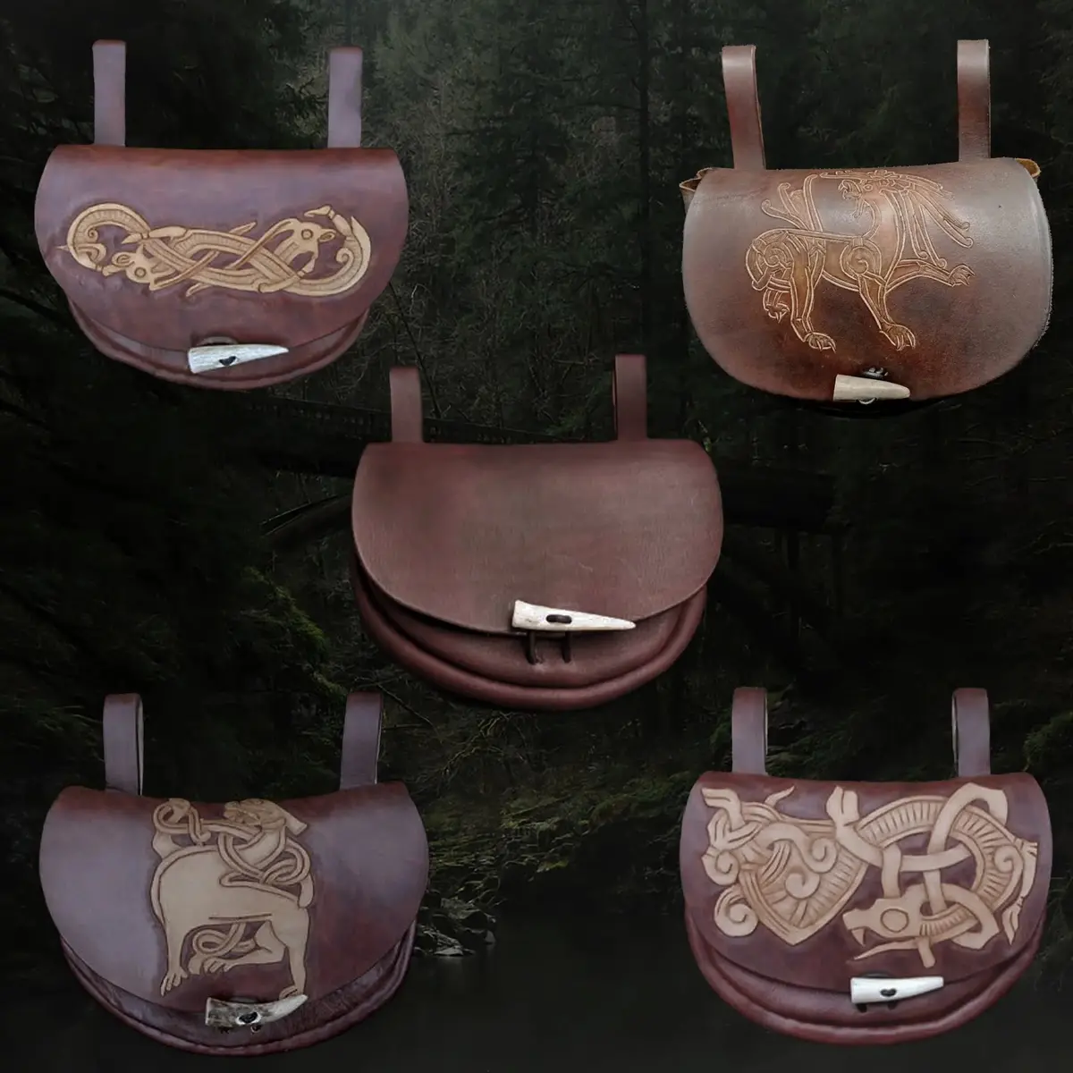 Custom Made Turned Leather Viking Belt Pouch 1
