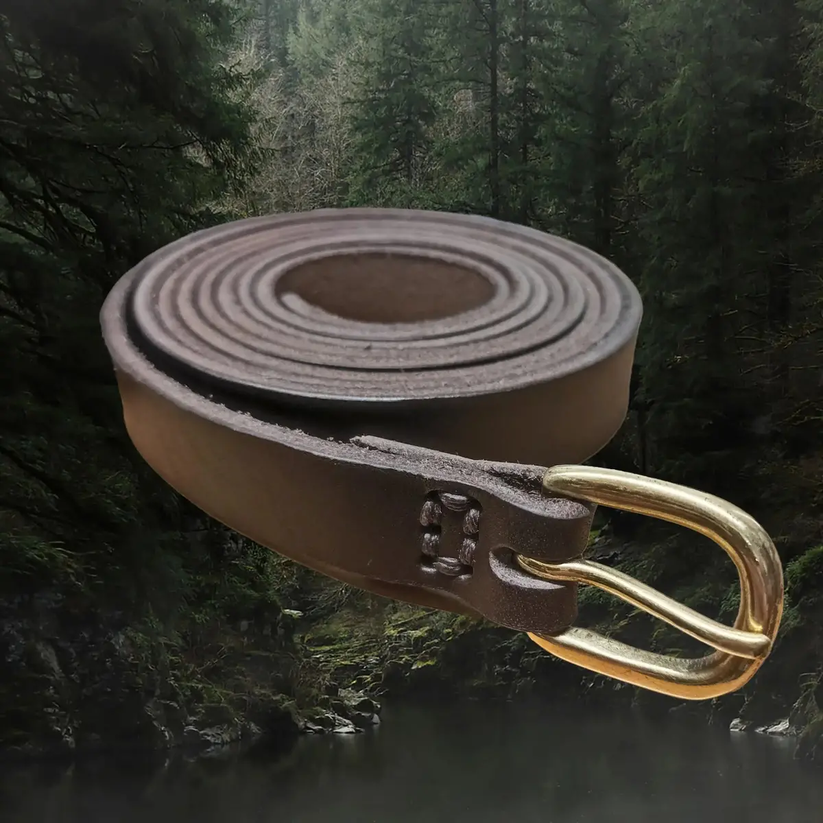 Long Leather Baldric With Brass Buckle 1