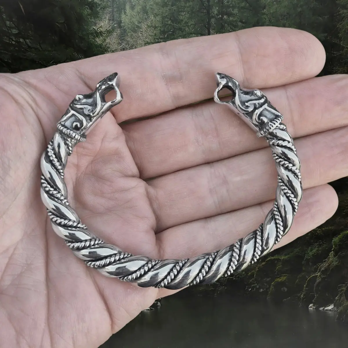 Thick Twisted Silver Arm Ring With Gotlandic Dragon Heads 1
