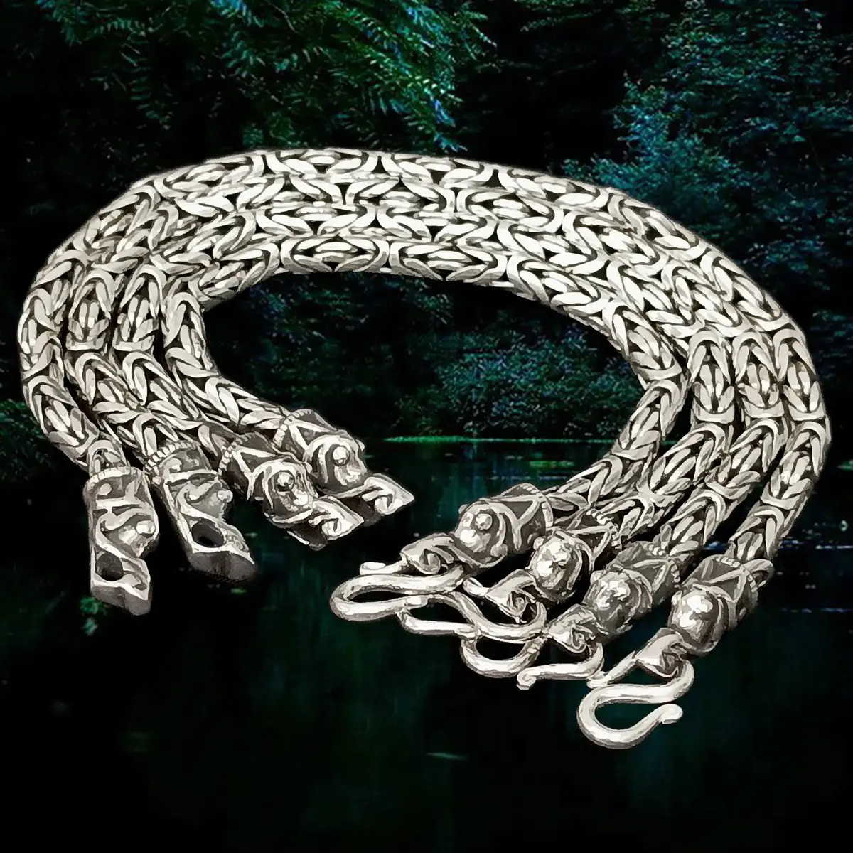 5Mm Silver King Bracelet With Gotlandic Dragon Heads 1