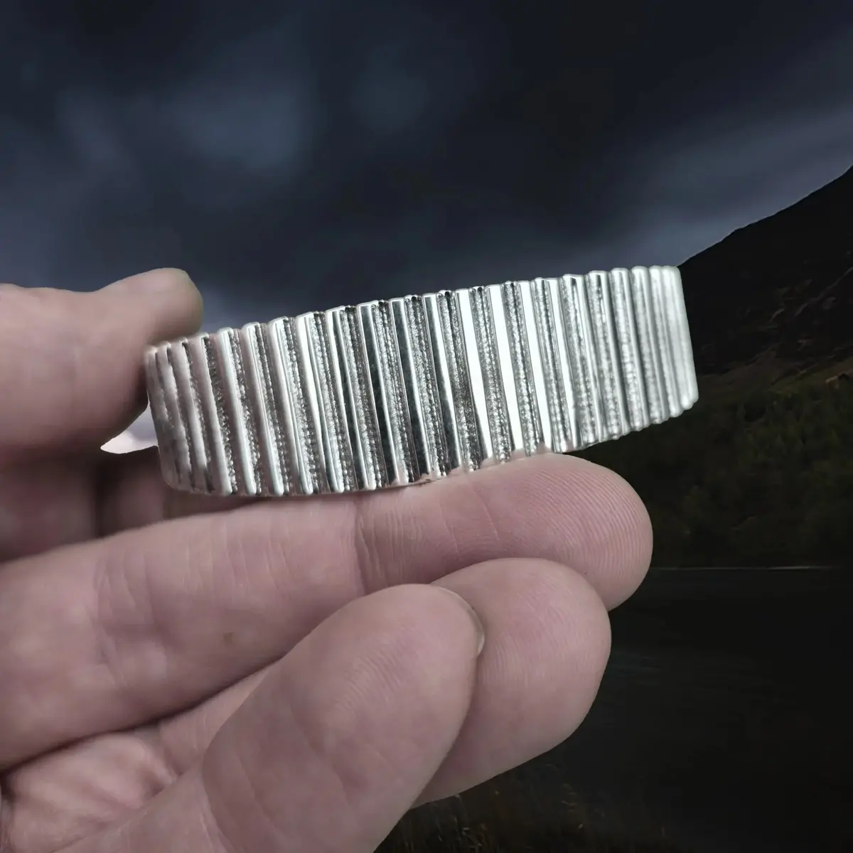 Silver Viking Bracelet / Arm Ring Replica From Anglesey With Ridge Design 1