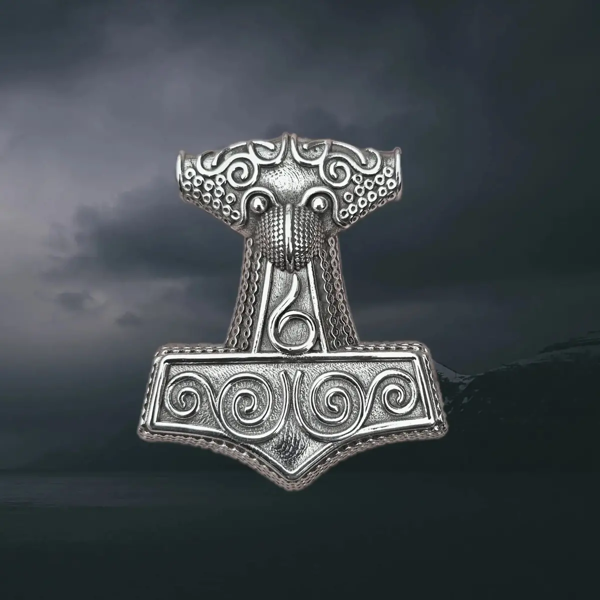 Large Silver Skåne Thors Hammer Pendant Replica 1