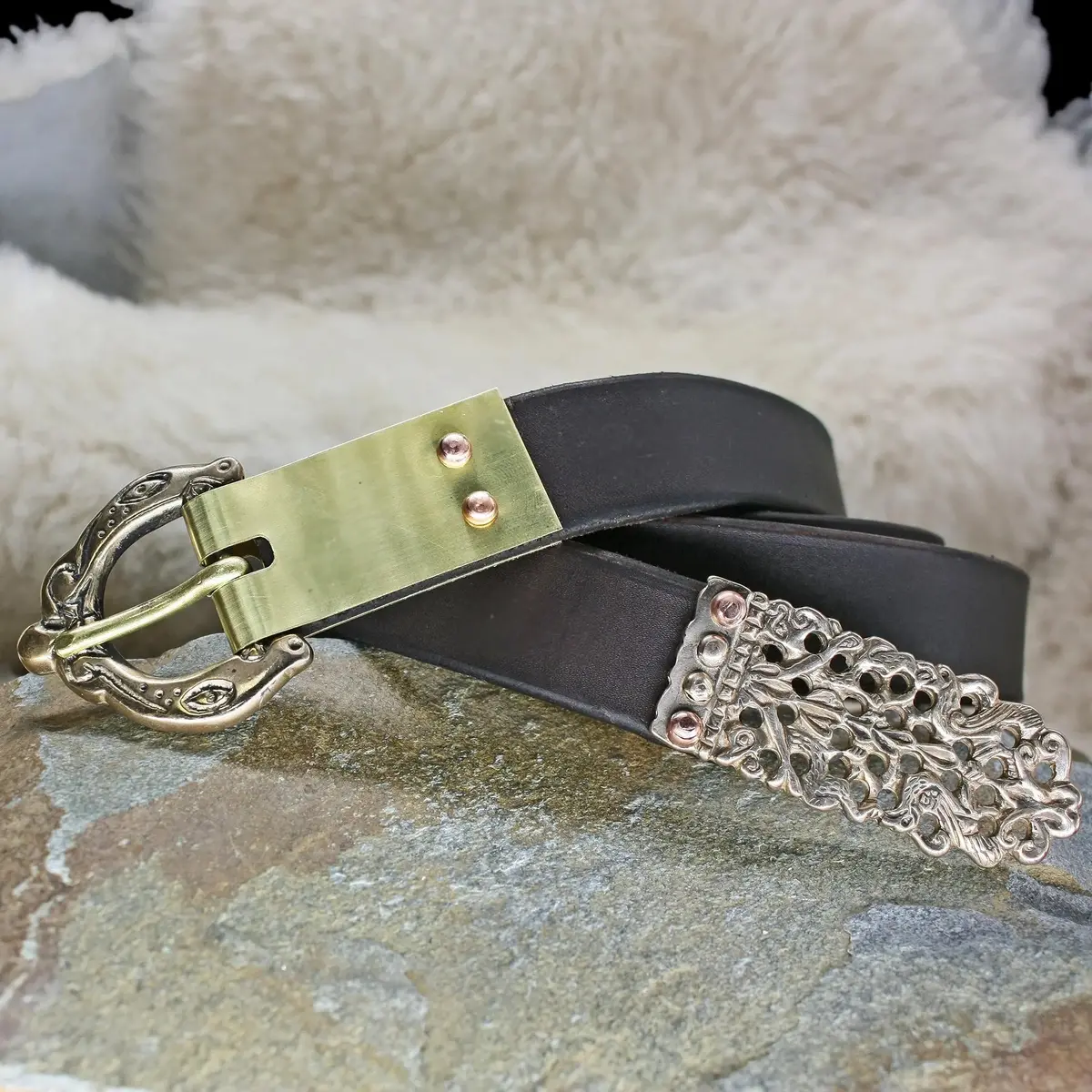 Fully Customisable Handmade Leather Viking Belt With Bronze Replica Fittings 3