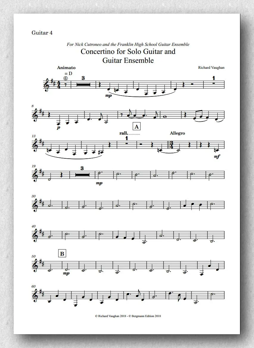 Vaughan, Concertino For Solo Guitar And Guitar Ensemble 2
