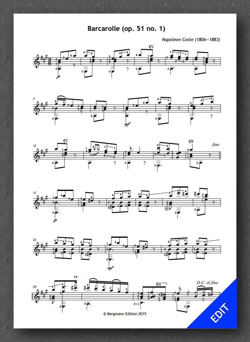Coste, Op. 51 No. 1 - Barcarolle 1