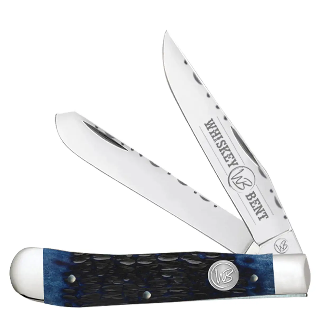 Whiskey Bent Trapper Pocket Knife Filework Twin Blade - Blueberry 1