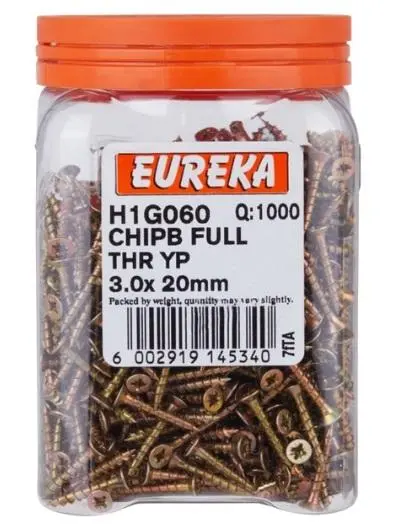 Eureka Chipboard Screw: Full Thread 3