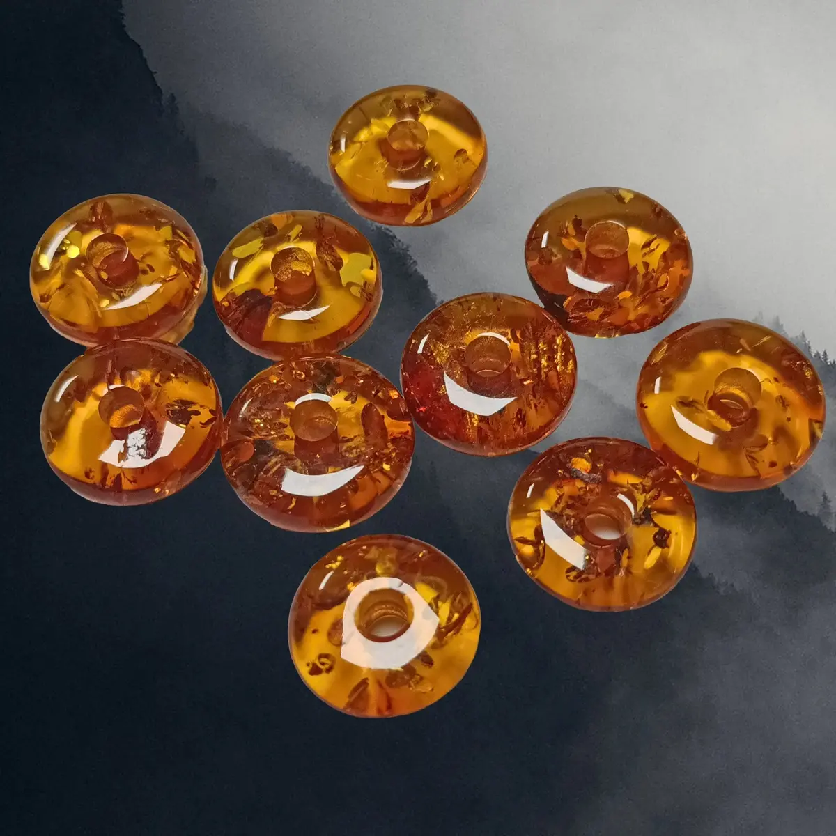 Handmade Viking Replica Polished Amber Donut Bead 1